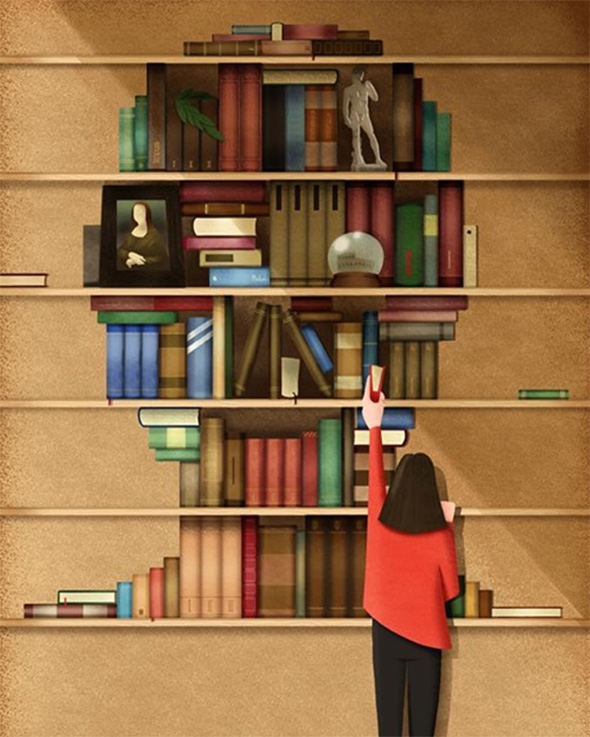 saragironicarnevale recopilacion de ilustraciones sobre libros y lectura