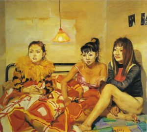 Three girls watching TV-2001-10 de los artistas contemporáneos chinos más sobresalientes