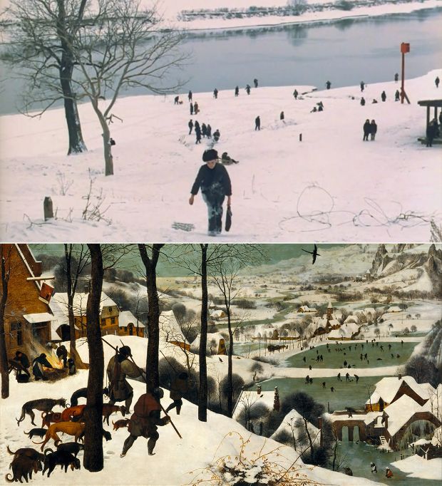 Cazadores en la nieve de Buegel en El Espejo de Andréi Tarkovsky
