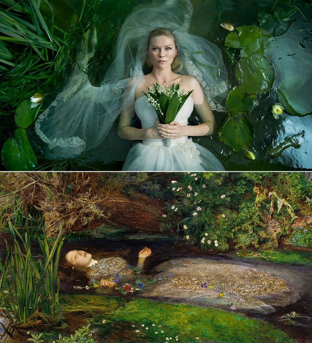 Ophelia de John Everett Millais en Melancholia de Lars Von Trier