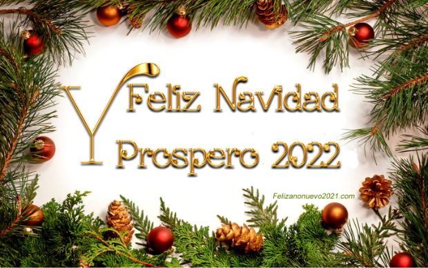 feliz navidad prospero 2022 con adornos